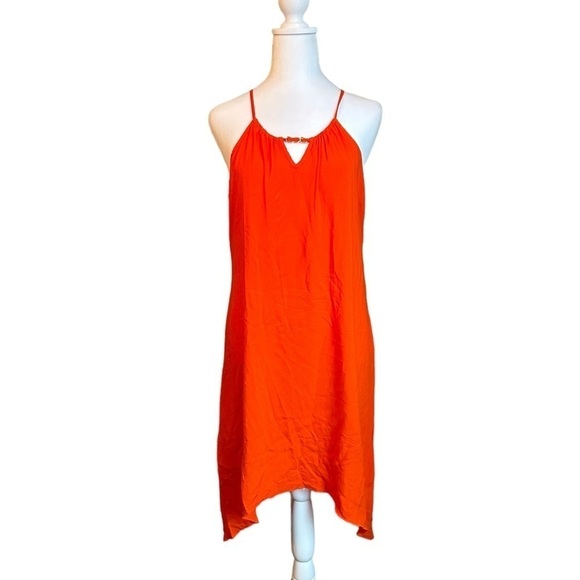 New York & Company Orange Halter Midi Dress Size M - Picture 4 of 17